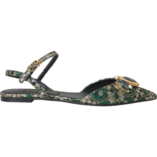 Multicolor Jacquard Crystal Slingback Sandals Shoes