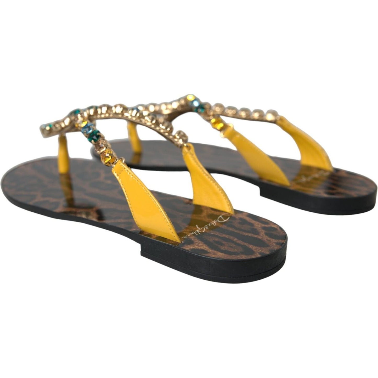 Mustard Crystal Calf Leather Beachwear Shoes