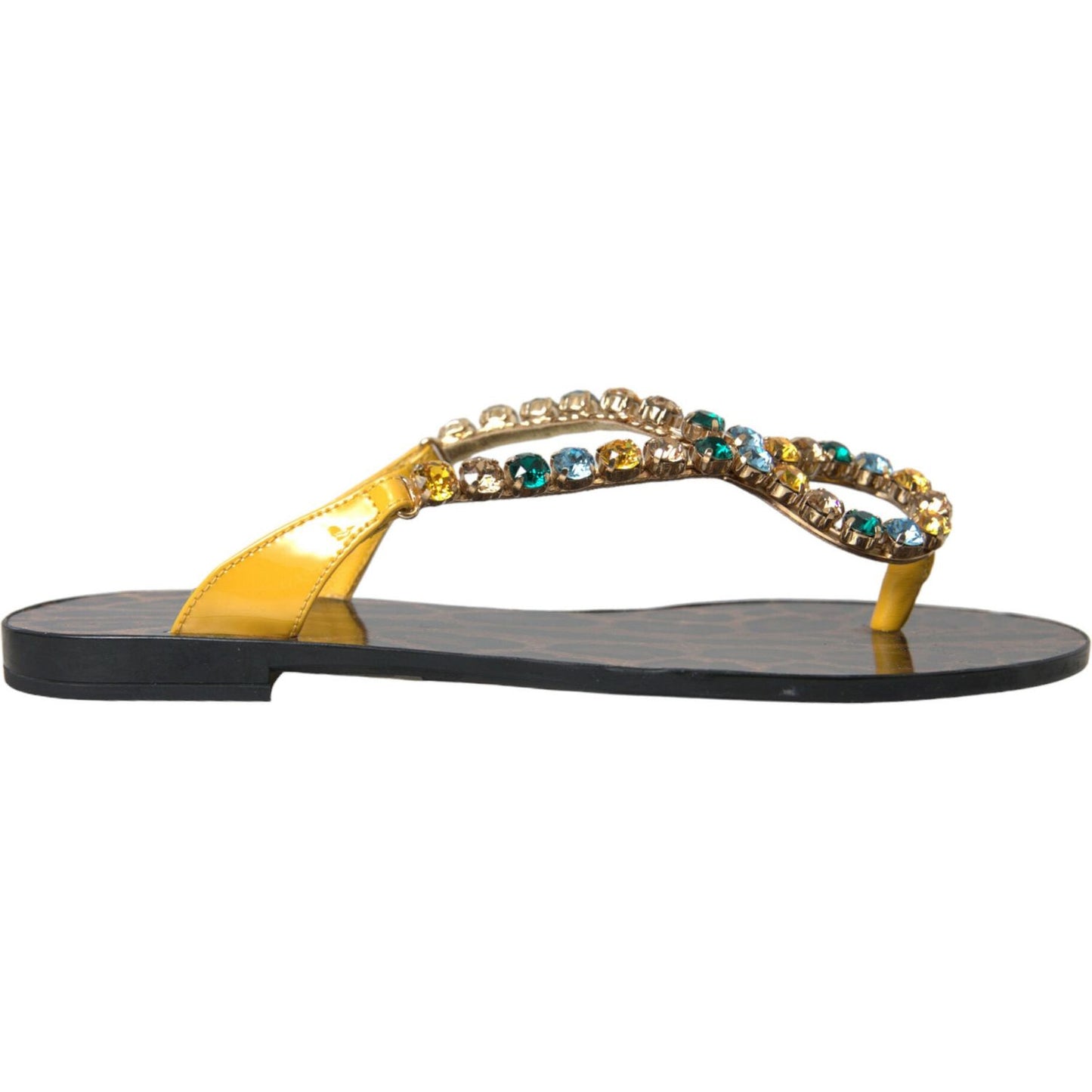 Mustard Crystal Calf Leather Beachwear Shoes