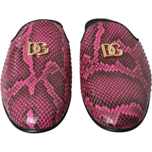 Fuchsia Python Logo Mule Flat Sandals Shoes