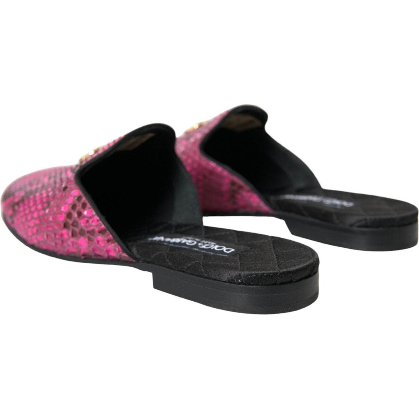 Fuchsia Python Logo Mule Flat Sandals Shoes