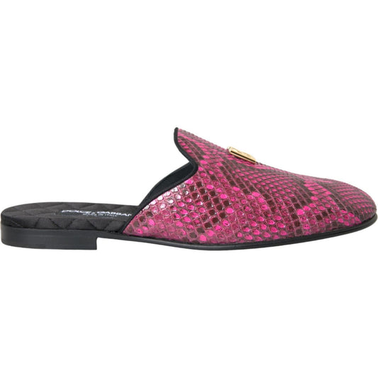 Fuchsia Python Logo Mule Flat Sandals Shoes