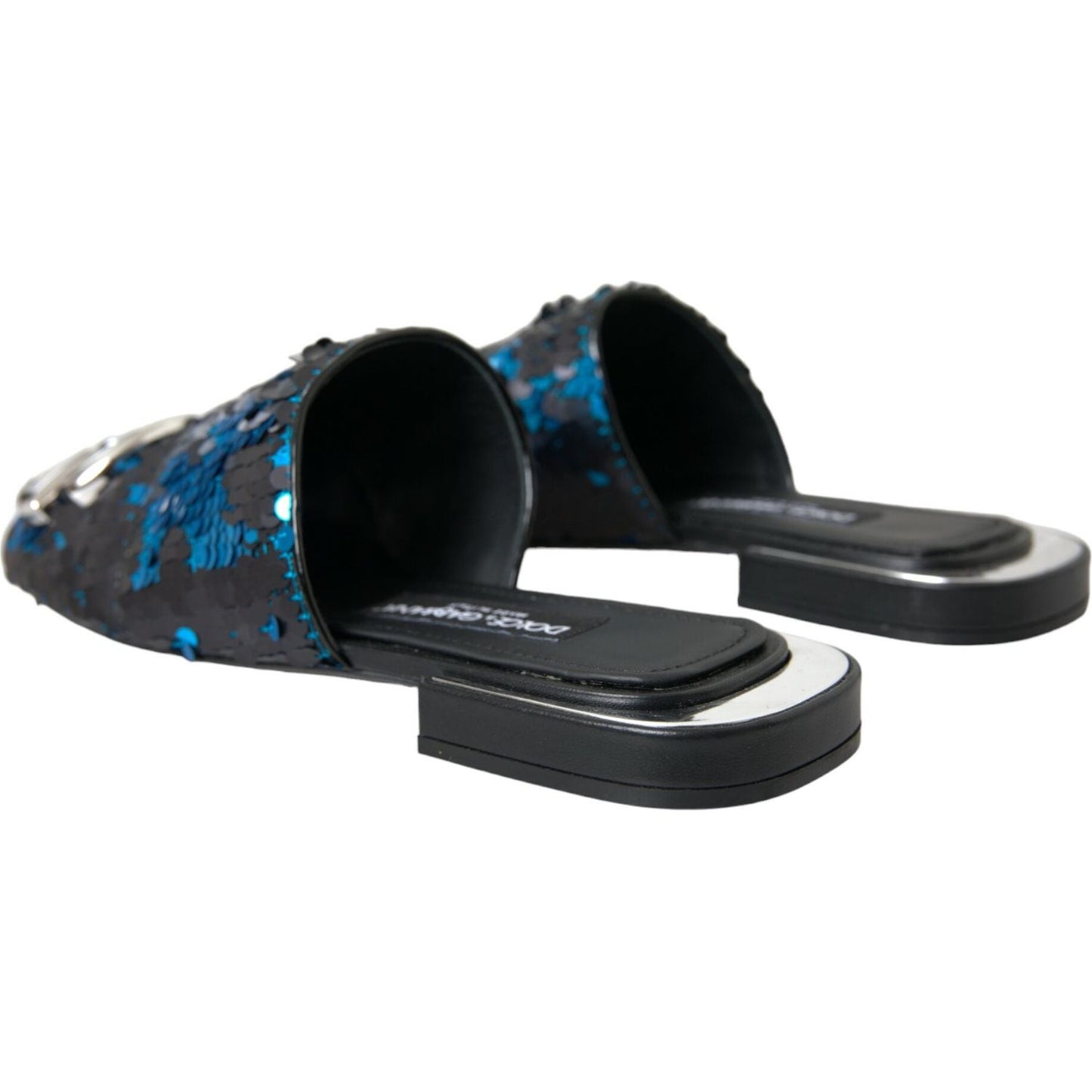 Blue Sequin Logo Slides Sandals Shoes