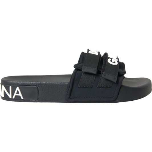 Black Neoprene Slides Flats Beachwear Shoes