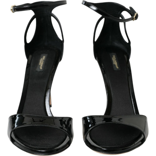 Black KEIRA Leather Heels Sandals Shoes