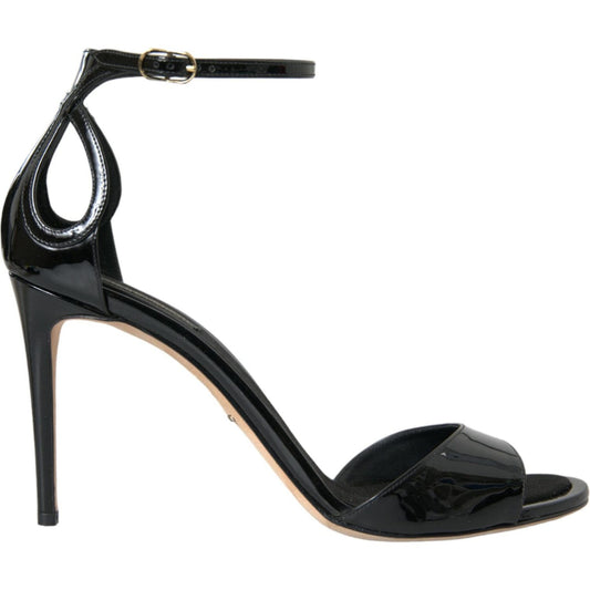 Black KEIRA Leather Heels Sandals Shoes