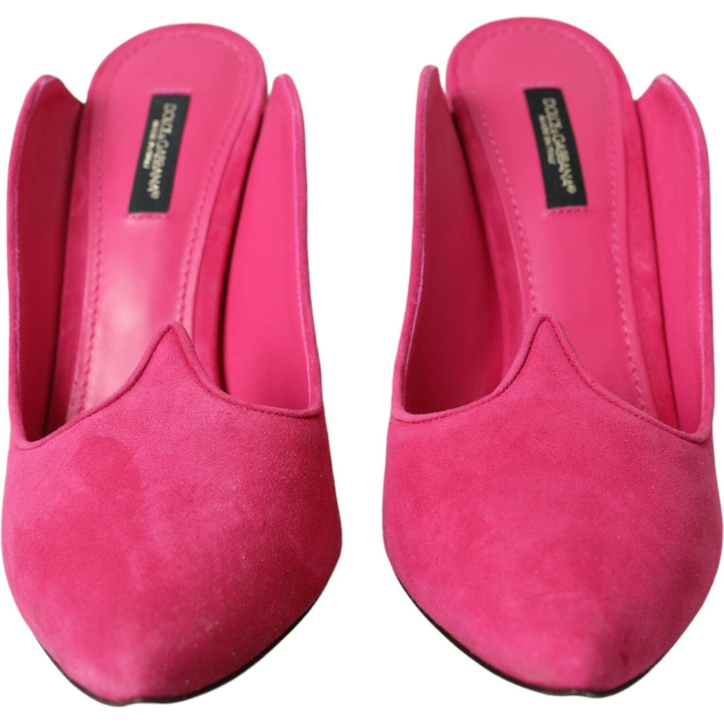 Fuchsia Suede Leather Mules Sandals Shoes