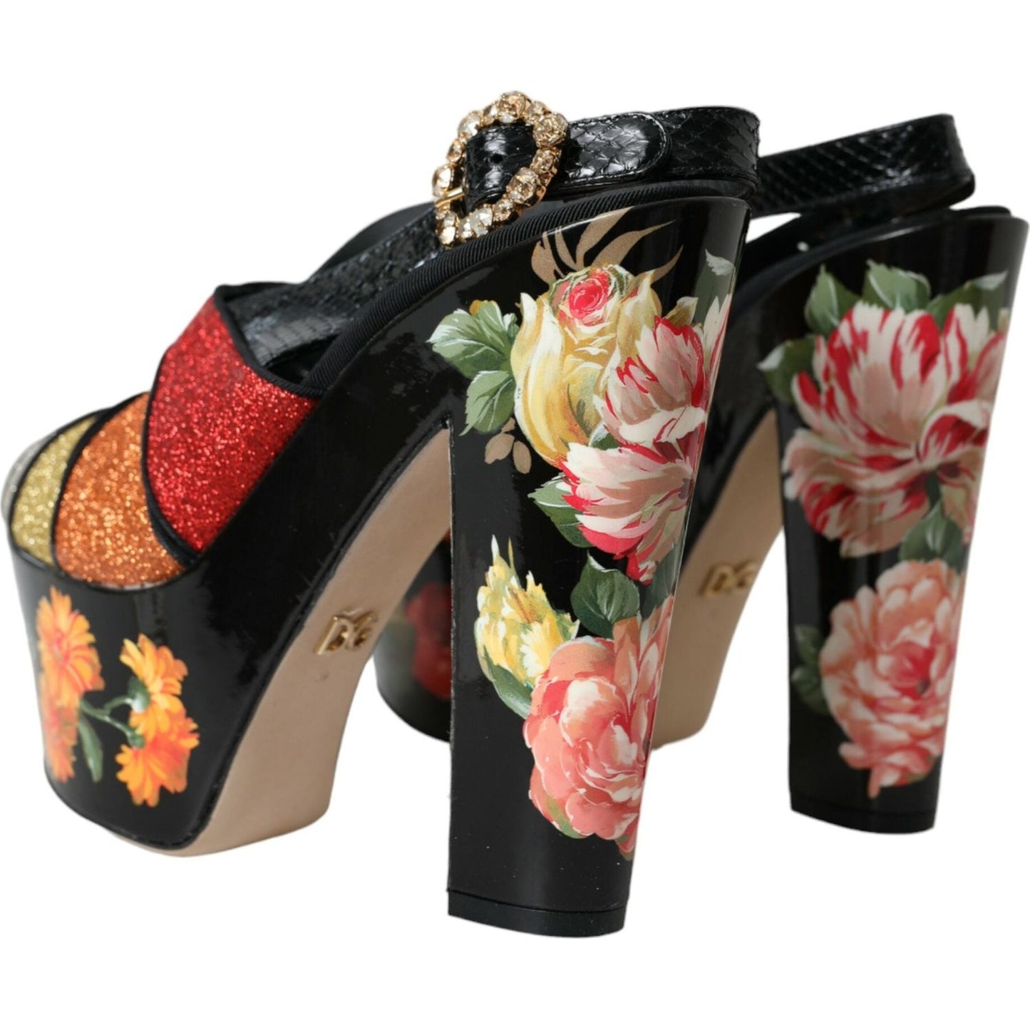 Multicolor Floral Crystal Platform Sandals Shoes