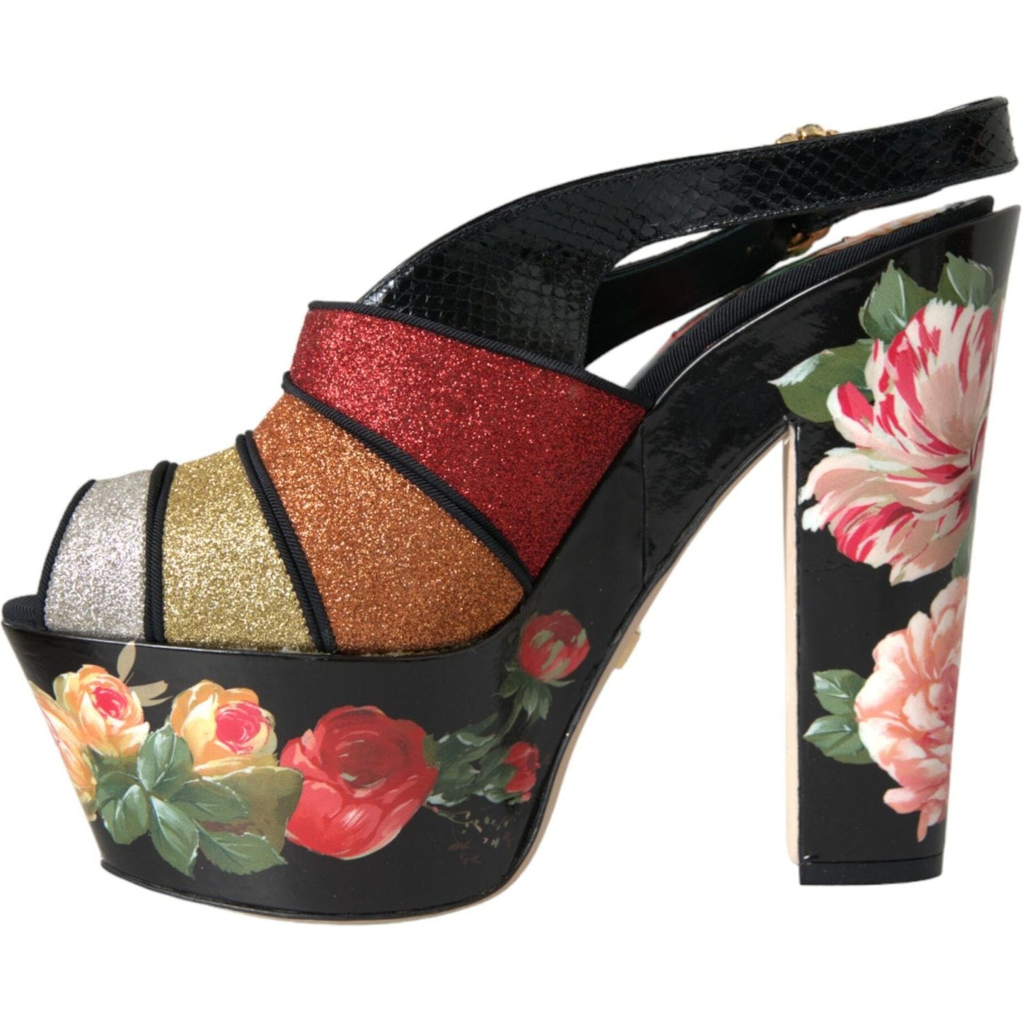 Multicolor Floral Crystal Platform Sandals Shoes