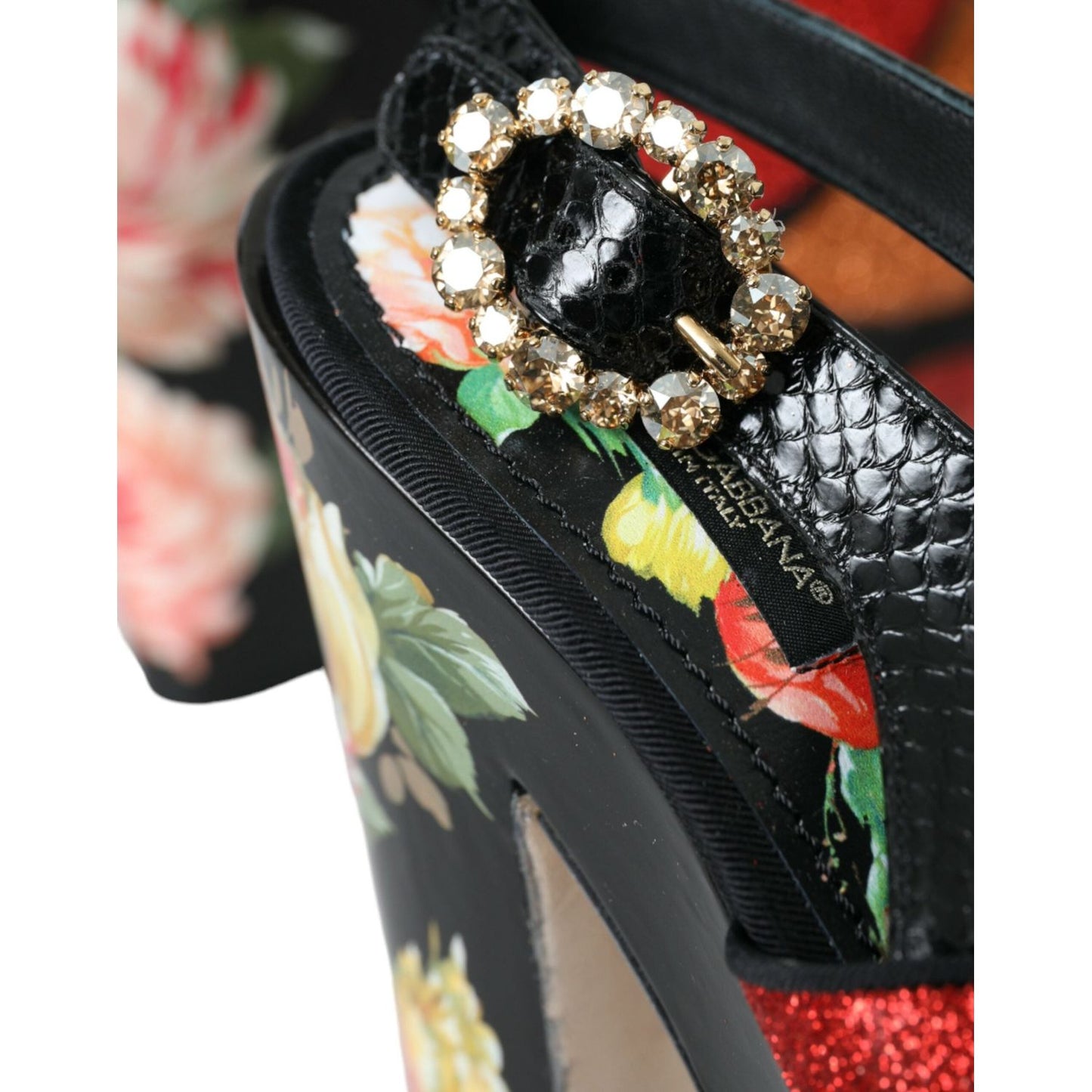 Multicolor Floral Crystal Platform Sandals Shoes