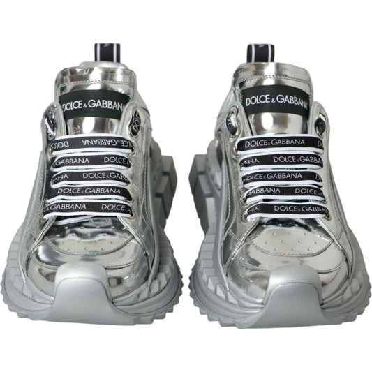 Silver Leather Super Queen Sneakers Shoes