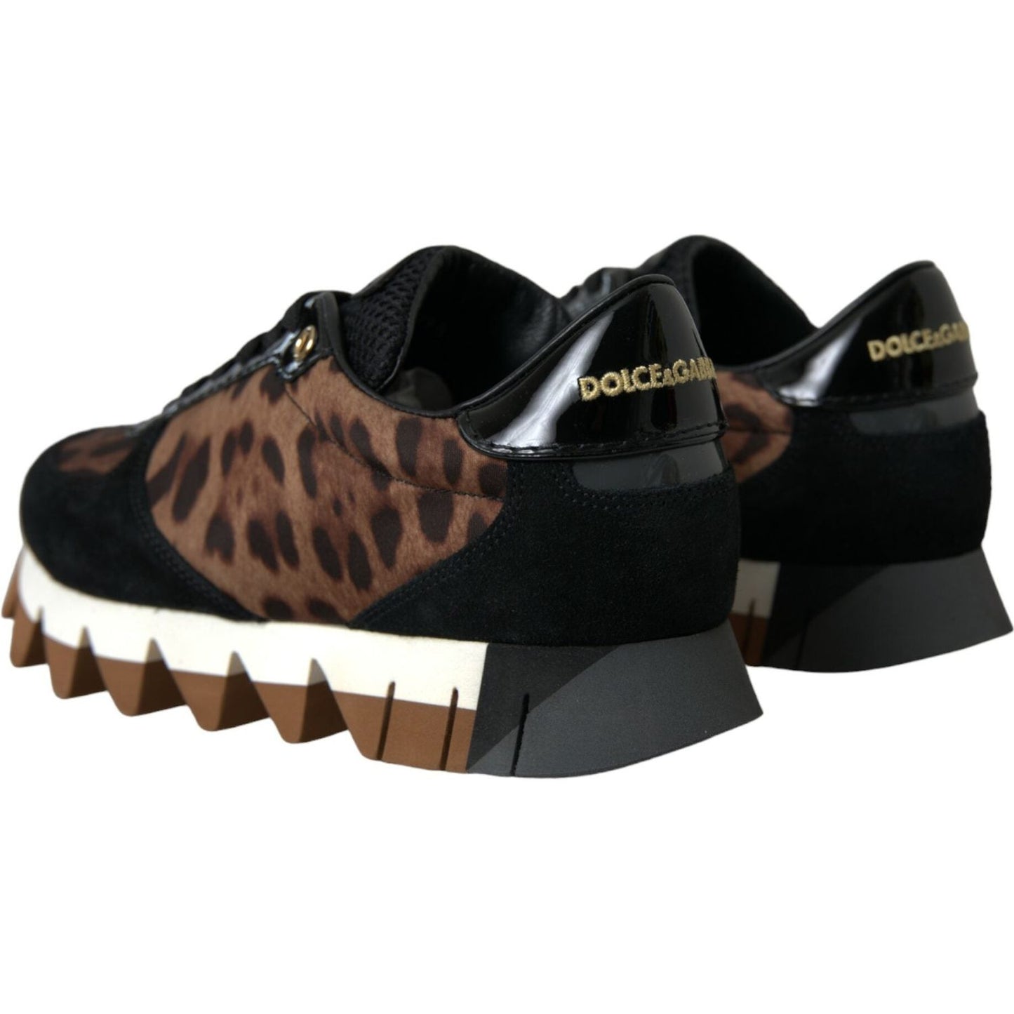 Black Brown Leopard Low Top Leather Sneaker Shoes