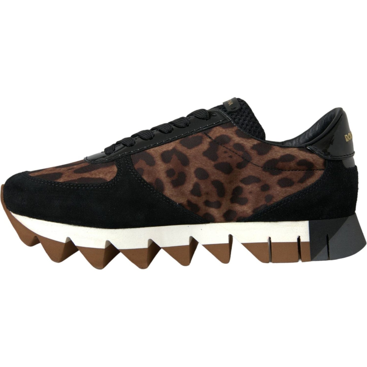 Black Brown Leopard Low Top Leather Sneaker Shoes