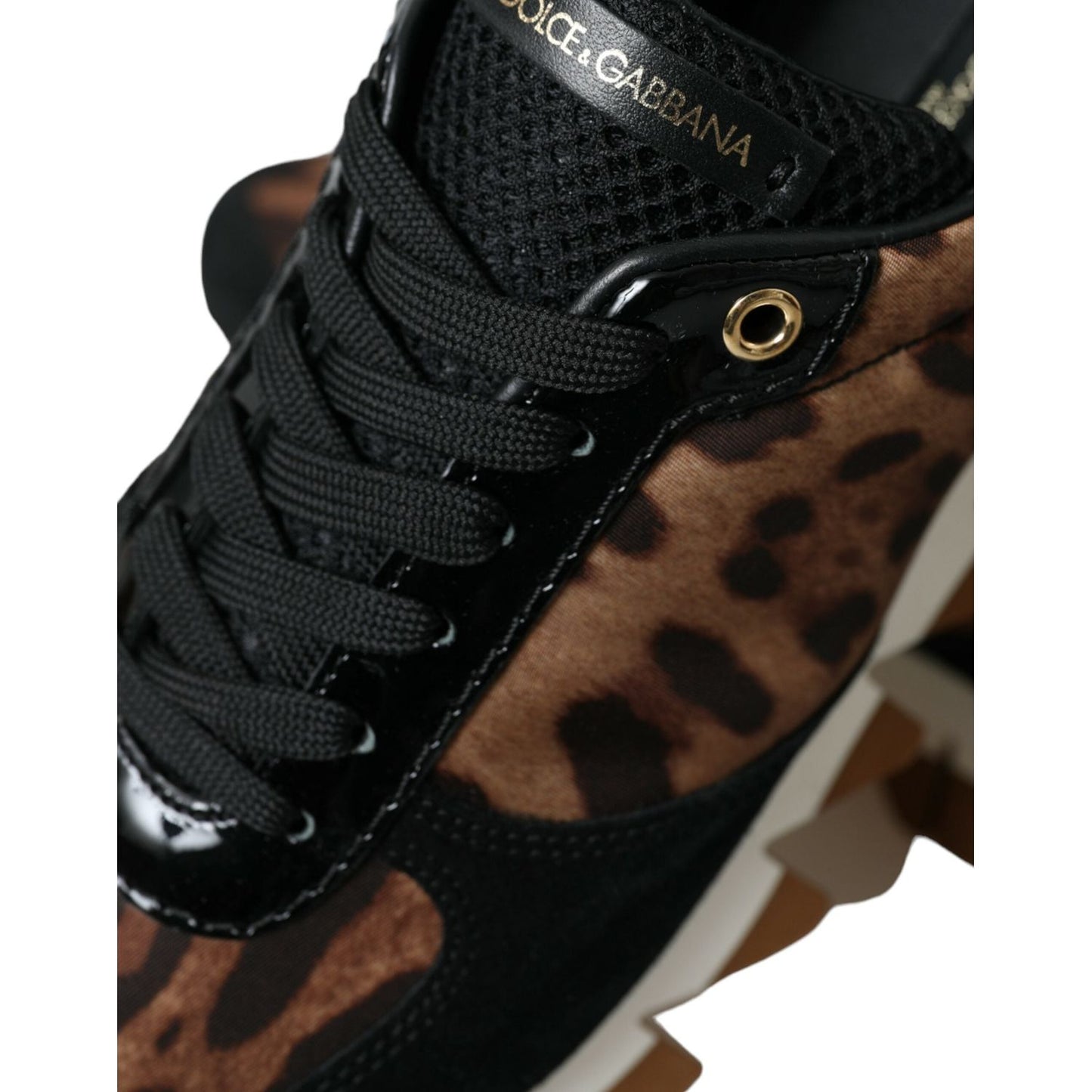 Black Brown Leopard Low Top Leather Sneaker Shoes