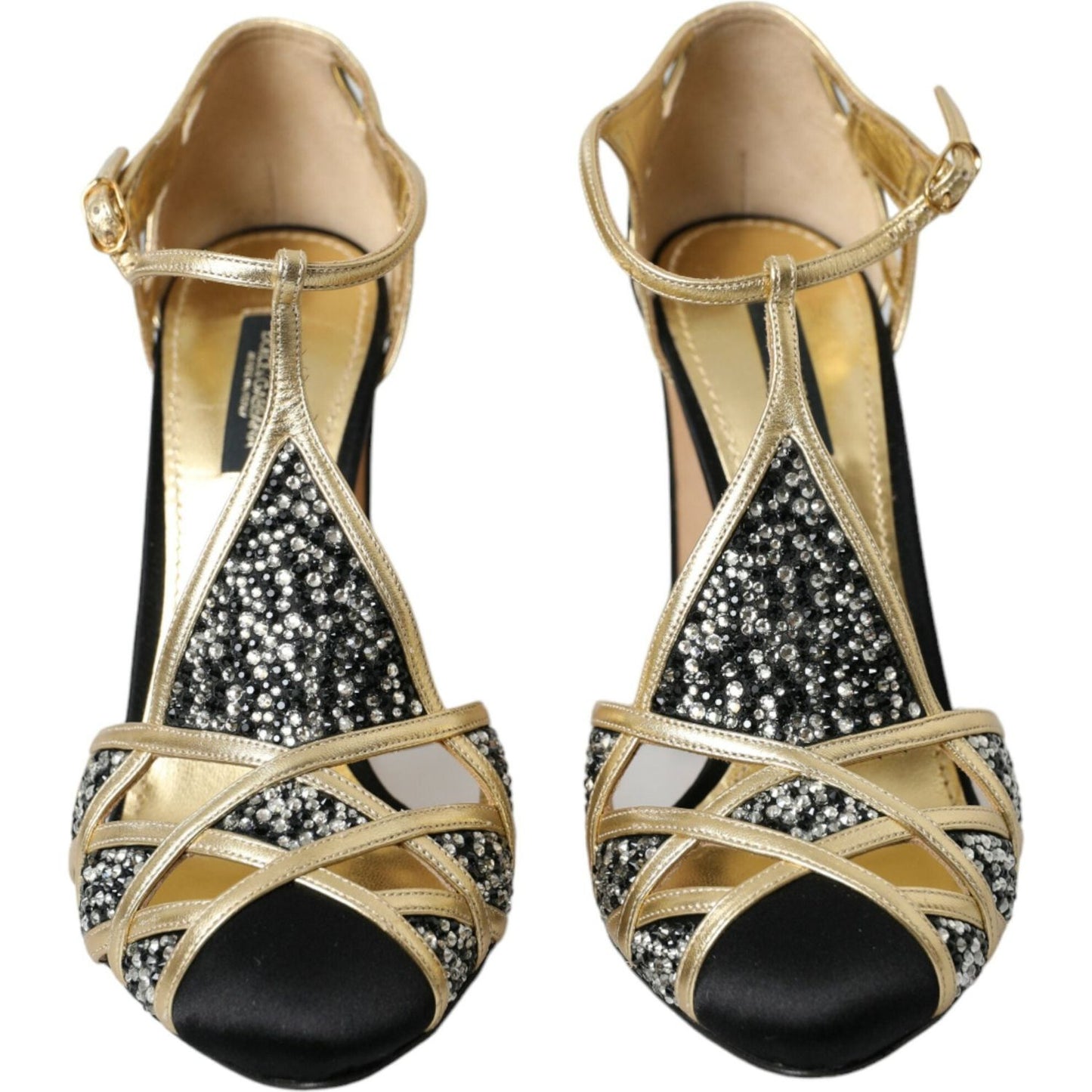 Black Suede Gold Embellished Heels Pump Shoes