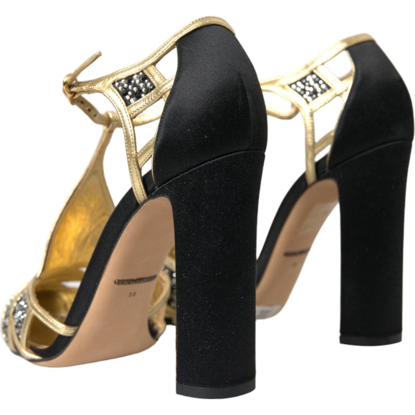 Black Suede Gold Embellished Heels Pump Shoes