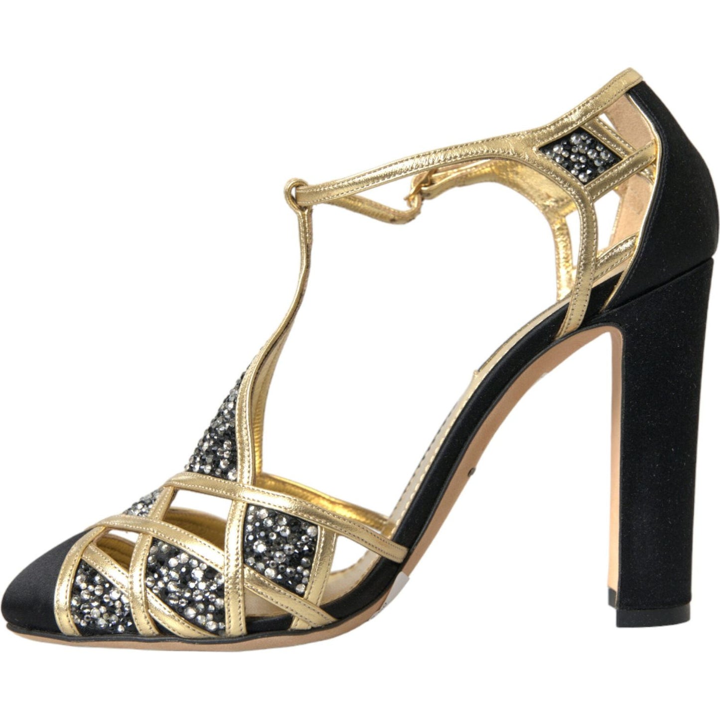 Black Suede Gold Embellished Heels Pump Shoes