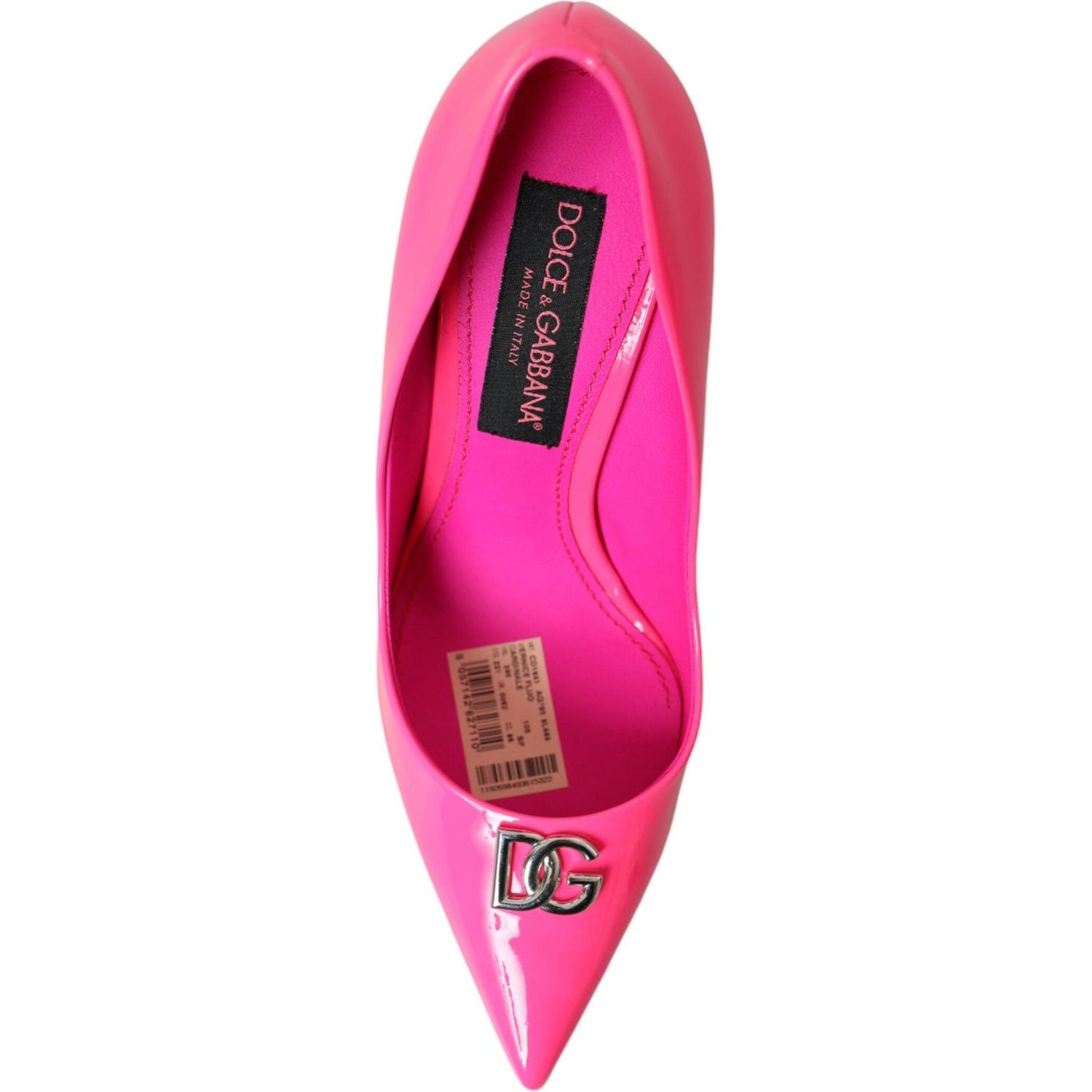 Neon Pink Leather Logo Pumps Heels Shoes