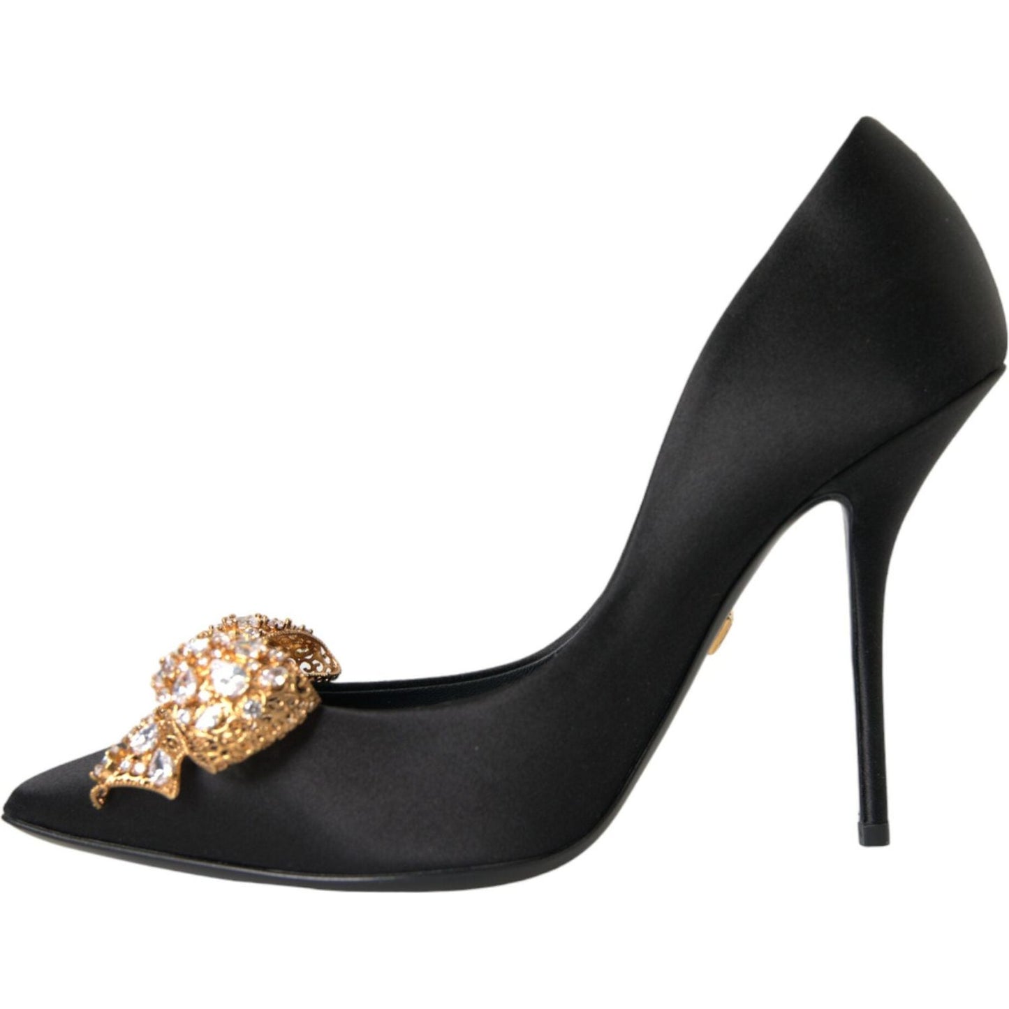 Dolce & Gabbana Black Satin Bow Embellished Heels Pumps Shoes Dolce & Gabbana