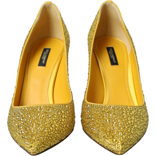 Yellow Strass Crystal Heels Pumps Shoes