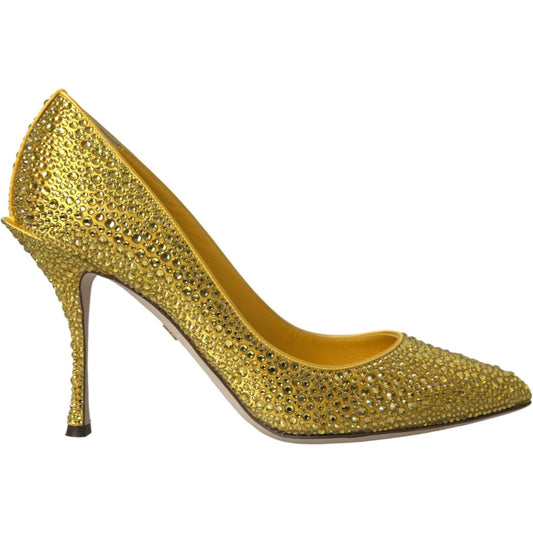 Yellow Strass Crystal Heels Pumps Shoes