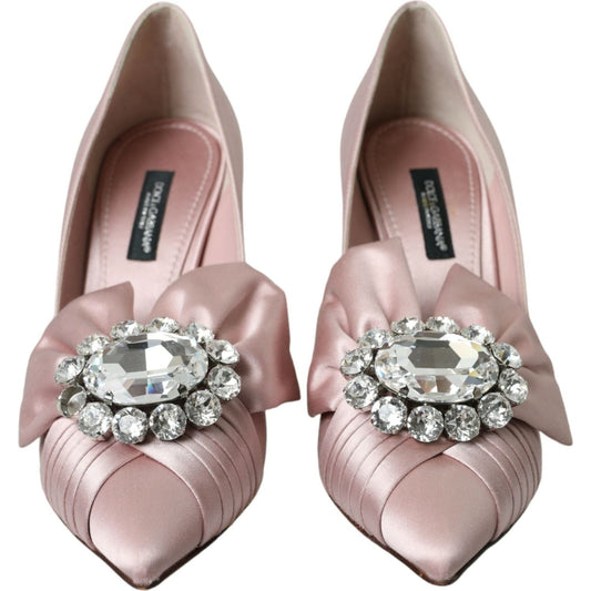 Pink Satin Crystal High Heels Pumps Shoes