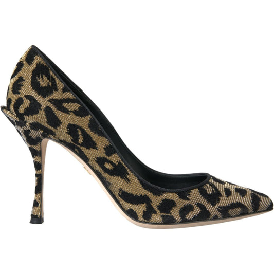 Black Gold Leopard Lurex Heels Pumps Shoes