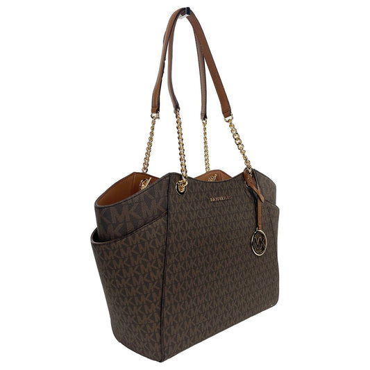 Jet Set Large Chain Brown Shoulder Tote Bag