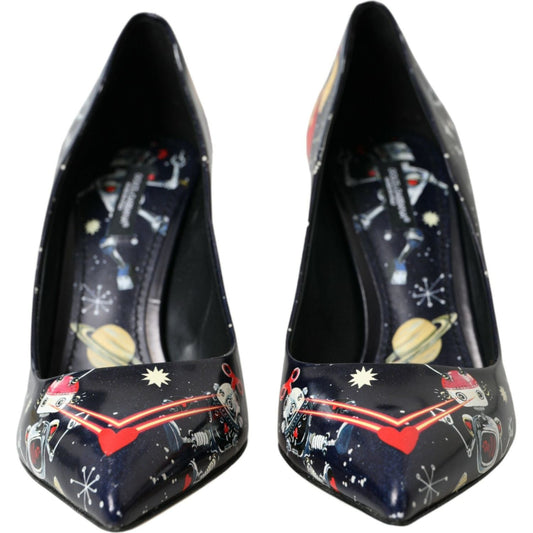 Blue Space Robot Leather Heels Pumps Shoes