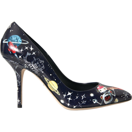 Blue Space Robot Leather Heels Pumps Shoes