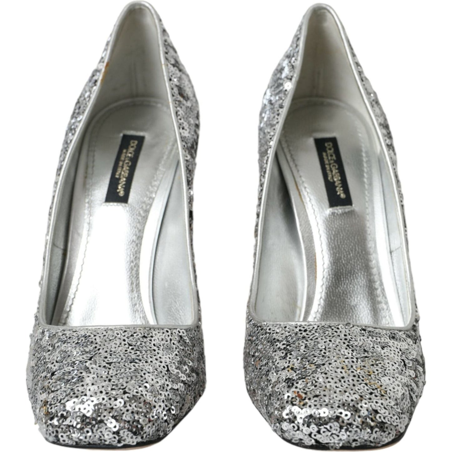 Silver Sequin Embellished Heels Pumps Shoes