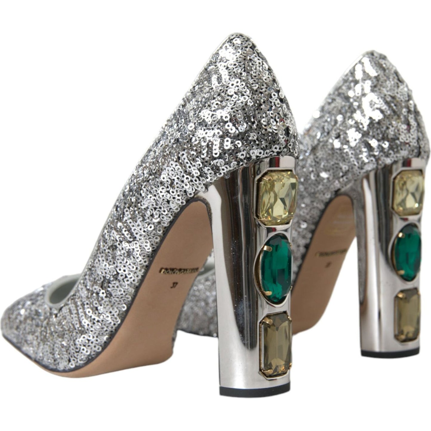 Silver Sequin Embellished Heels Pumps Shoes