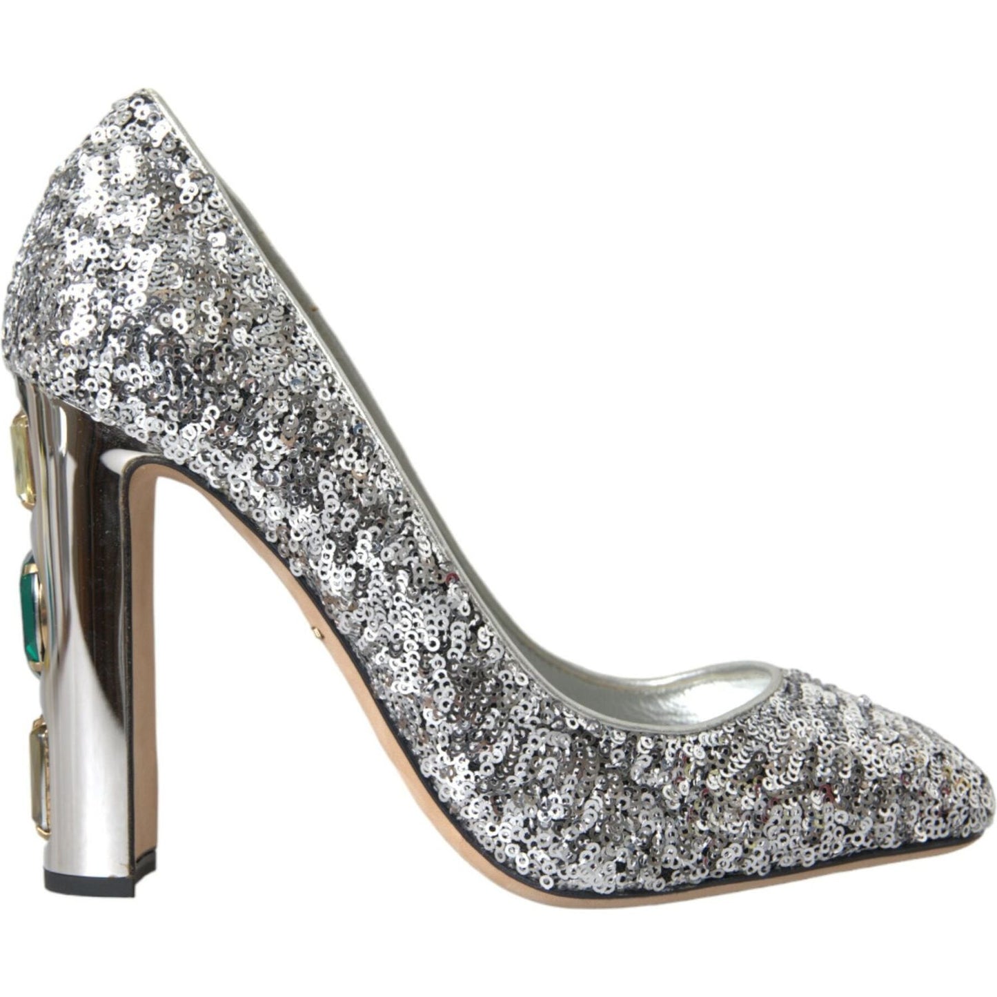 Silver Sequin Embellished Heels Pumps Shoes