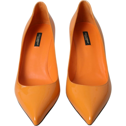 Orange Patent Leather Heels Pumps Shoes