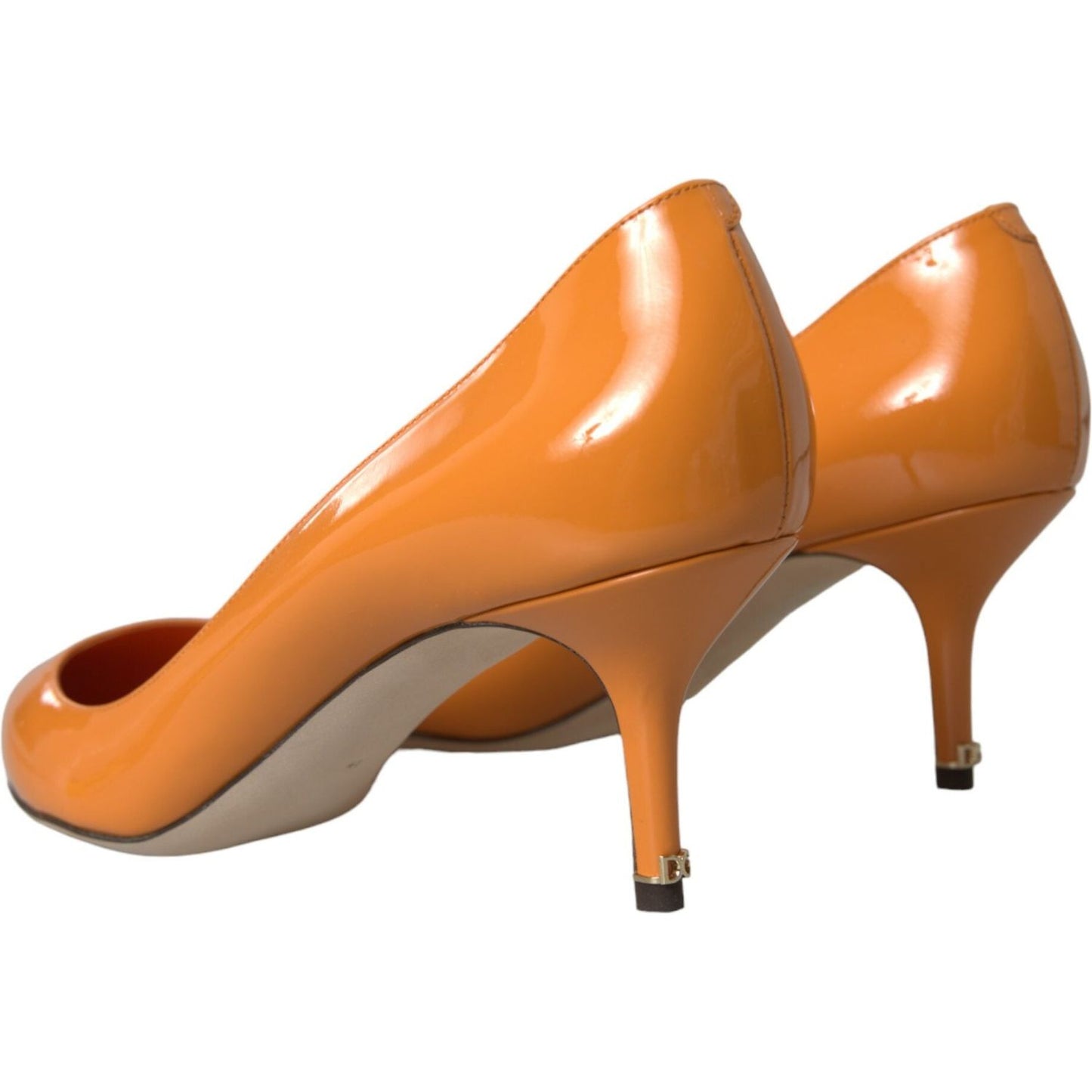 Orange Patent Leather Heels Pumps Shoes