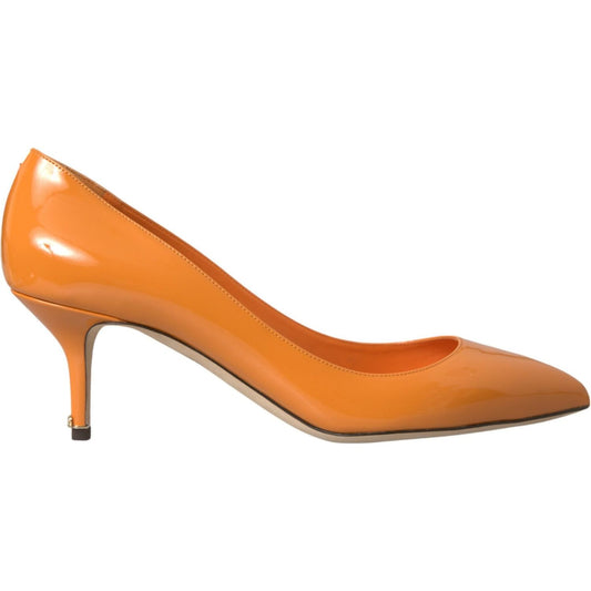 Orange Patent Leather Heels Pumps Shoes