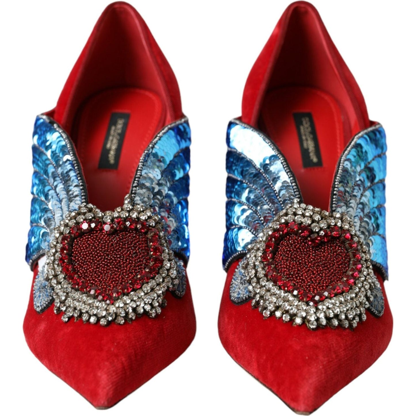 Red Velvet Sequin Crystal Heels Pumps Shoes