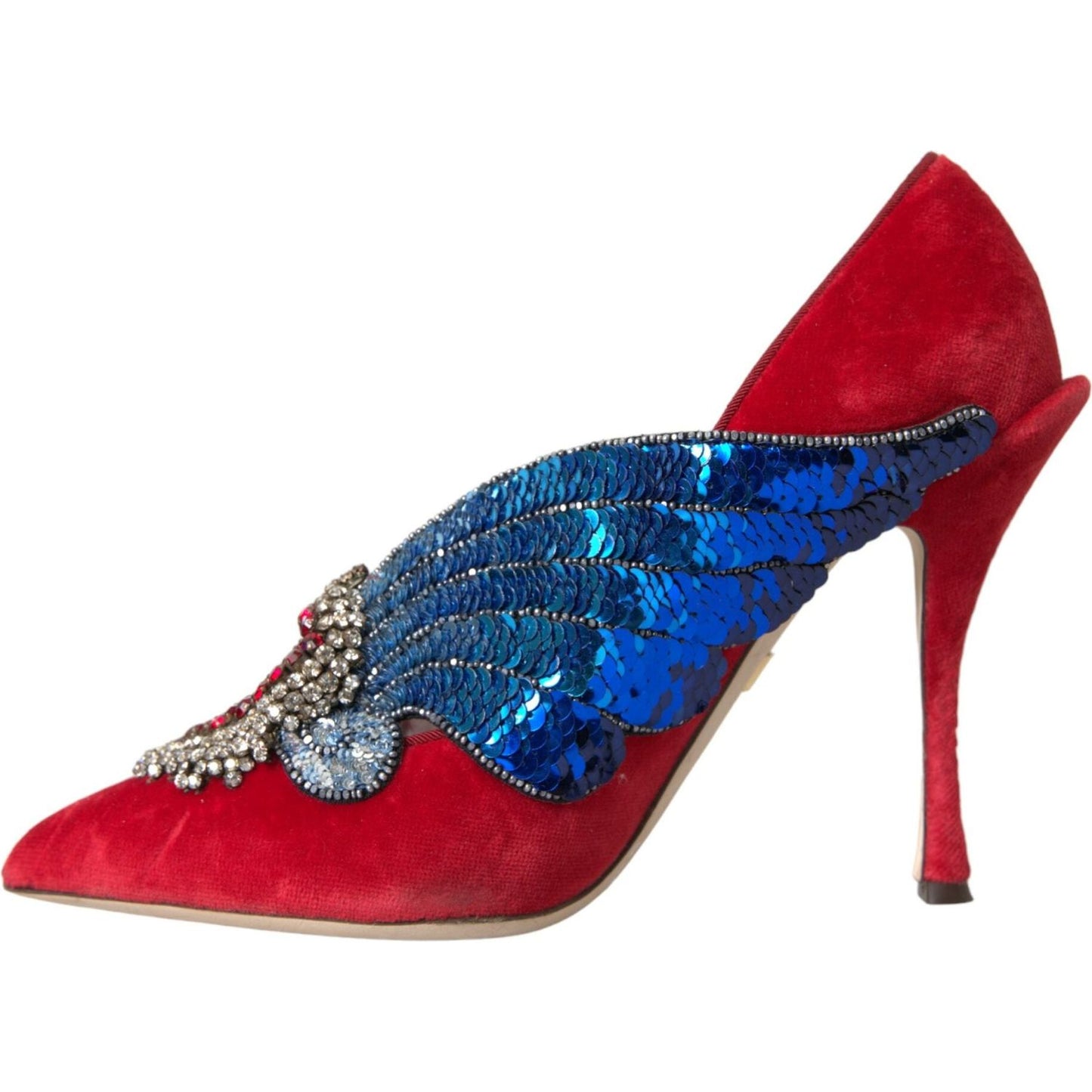 Red Velvet Sequin Crystal Heels Pumps Shoes