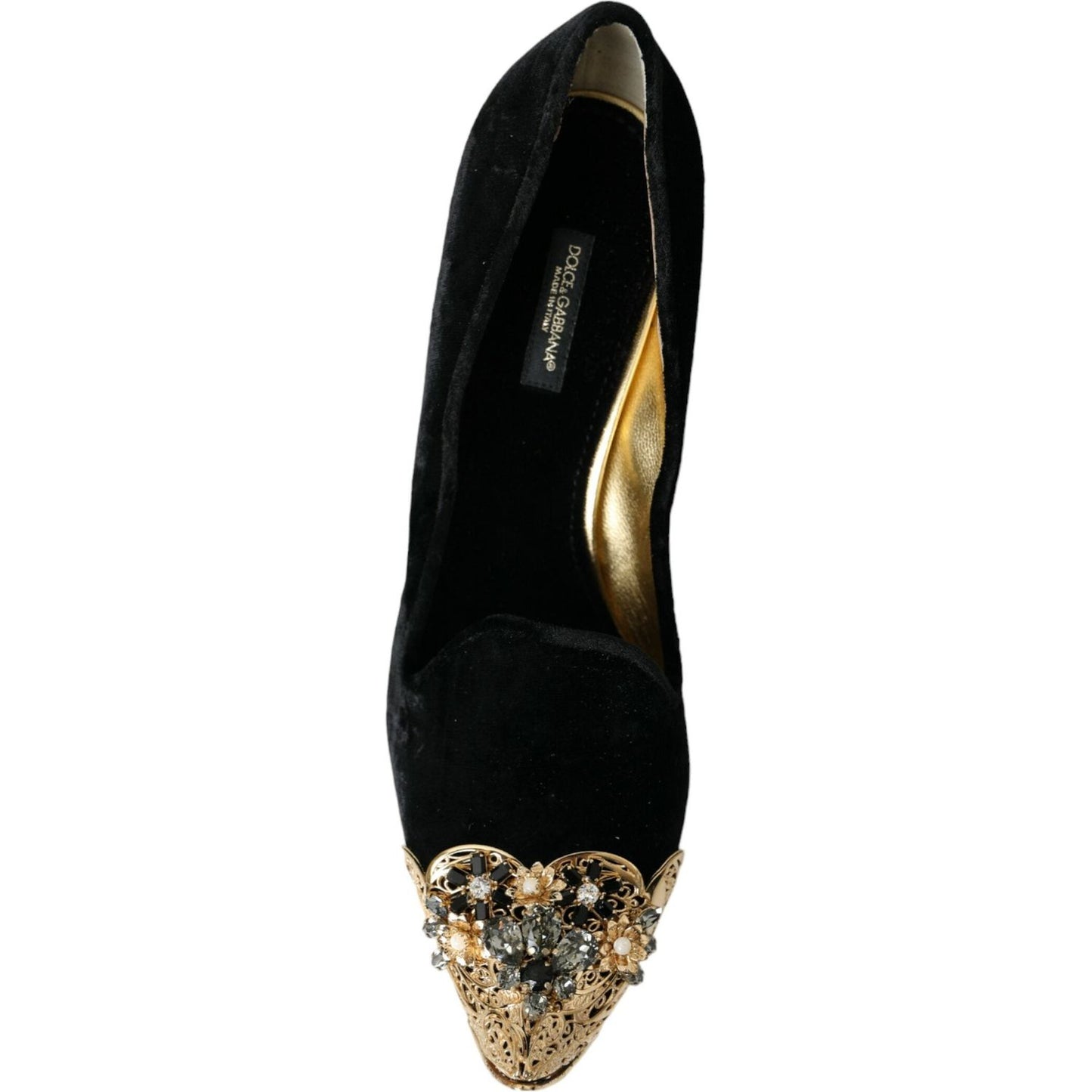 Black Velvet Embellished Heels Pumps Shoes