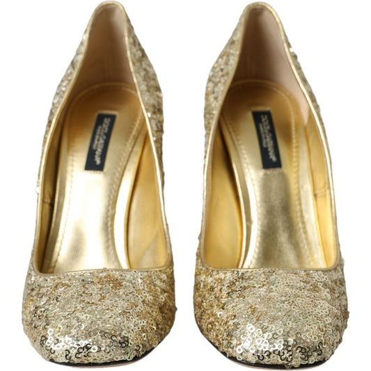 Gold Sequin Crystal Heels Pumps Shoes