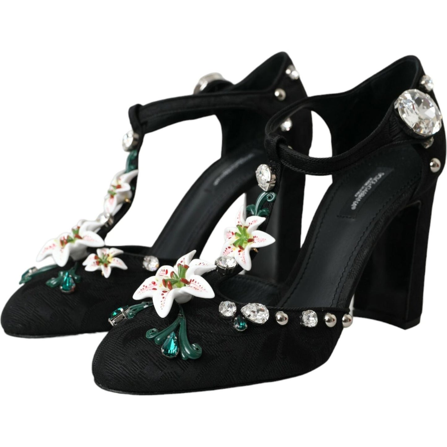 Black Lilies Crystal Heels Pumps Shoes