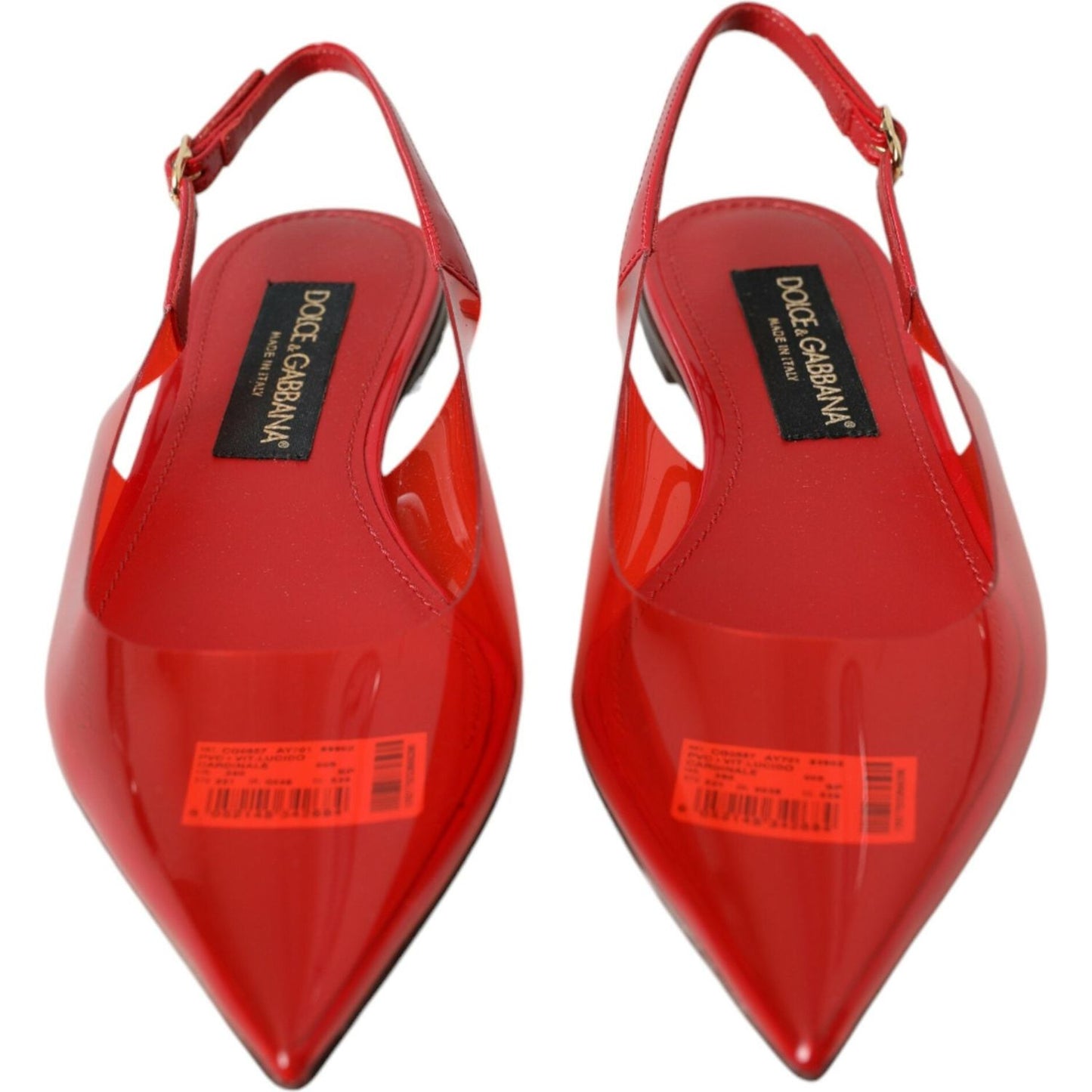 Red PVC Slingback Clear Flats Sandals Shoes