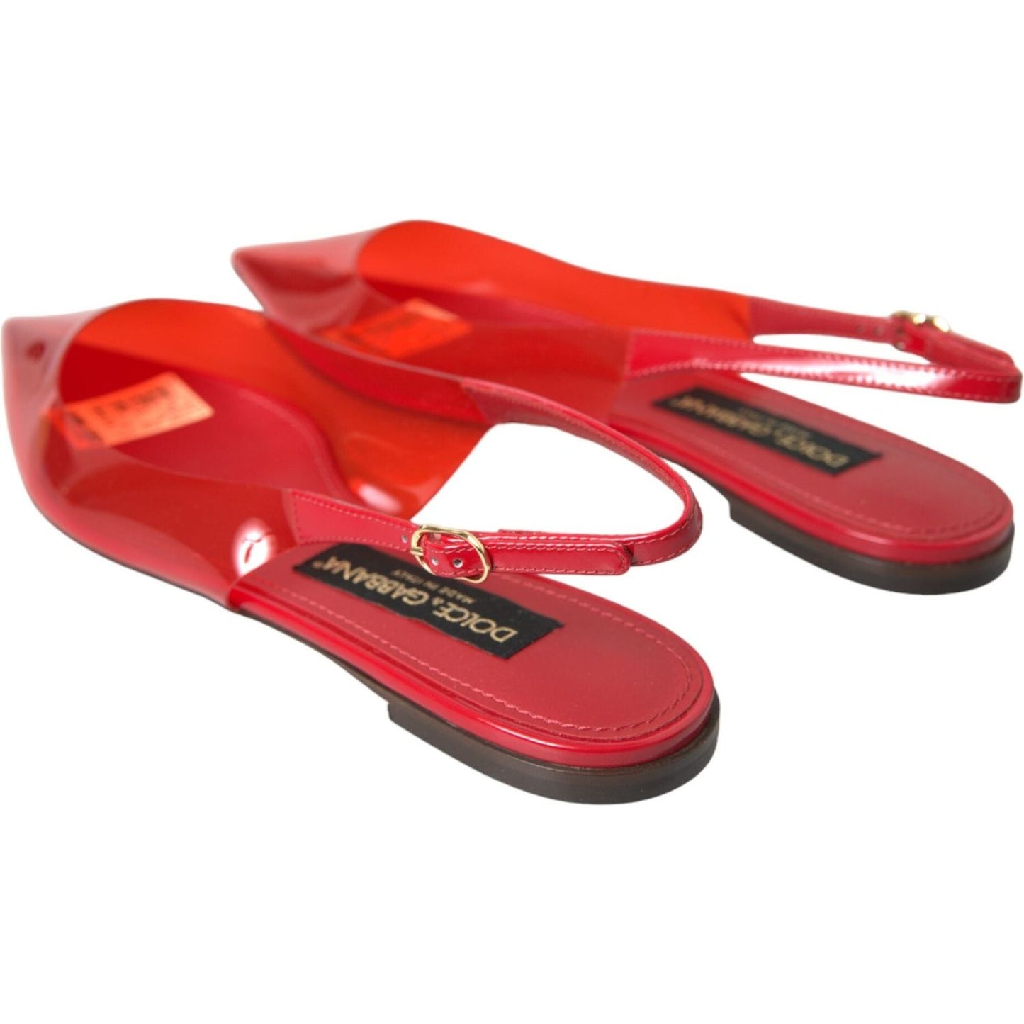 Red PVC Slingback Clear Flats Sandals Shoes