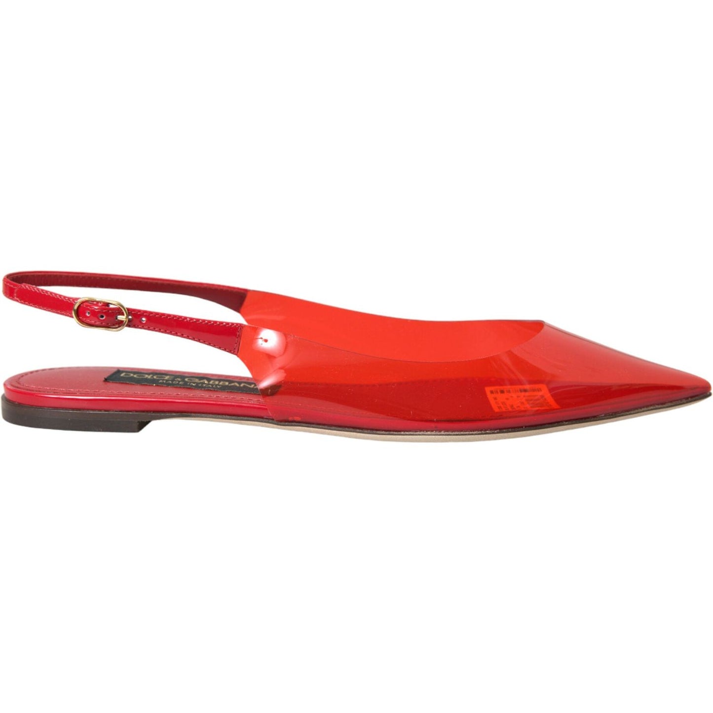 Red PVC Slingback Clear Flats Sandals Shoes