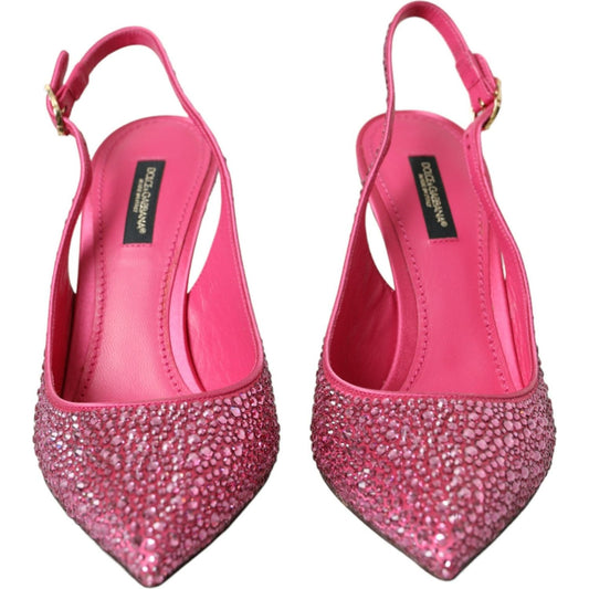 Pink Slingbacks Crystal Pumps Shoes