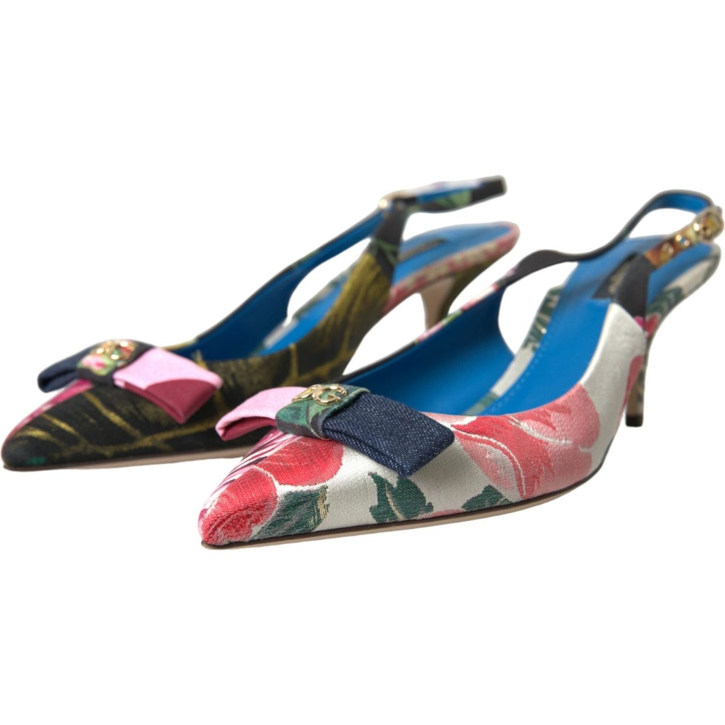 Multicolor Floral Patchwork Slingbacks Shoes