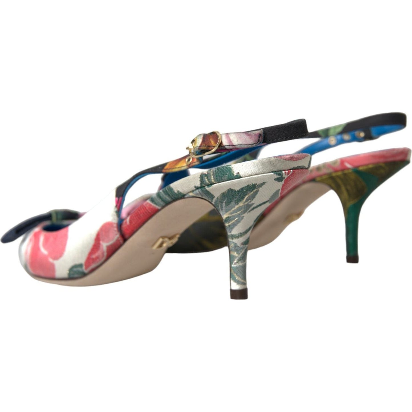 Multicolor Floral Patchwork Slingbacks Shoes