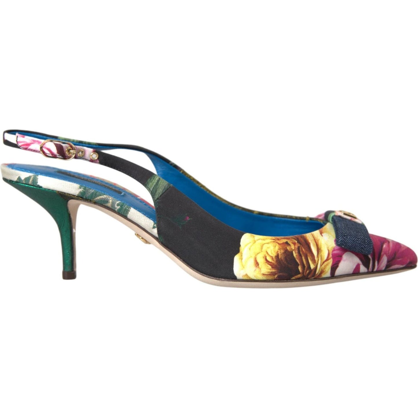 Multicolor Floral Patchwork Slingbacks Shoes