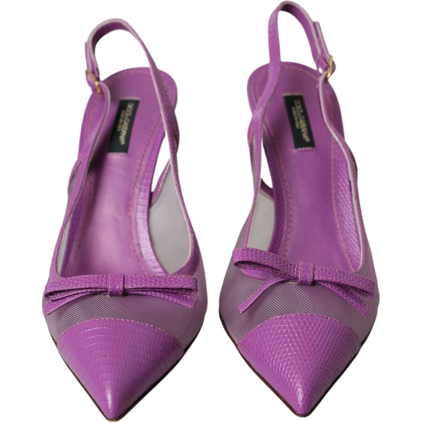 Purple Leather Mesh High Heels Slingback Shoes