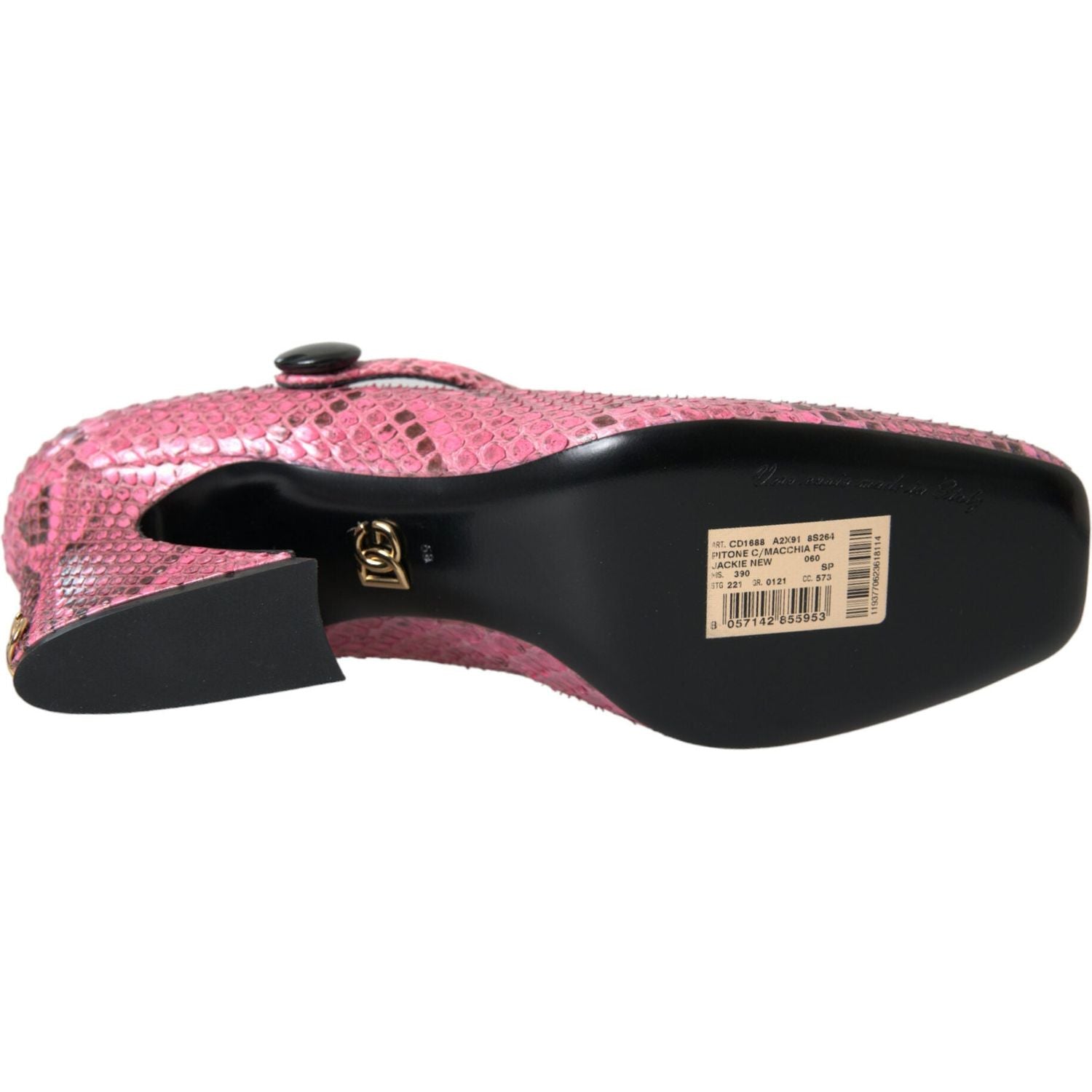 حذاء ماري جين بكعب عالٍ من جلد الثعبان باللون الوردي من دولتشي آند غابانا